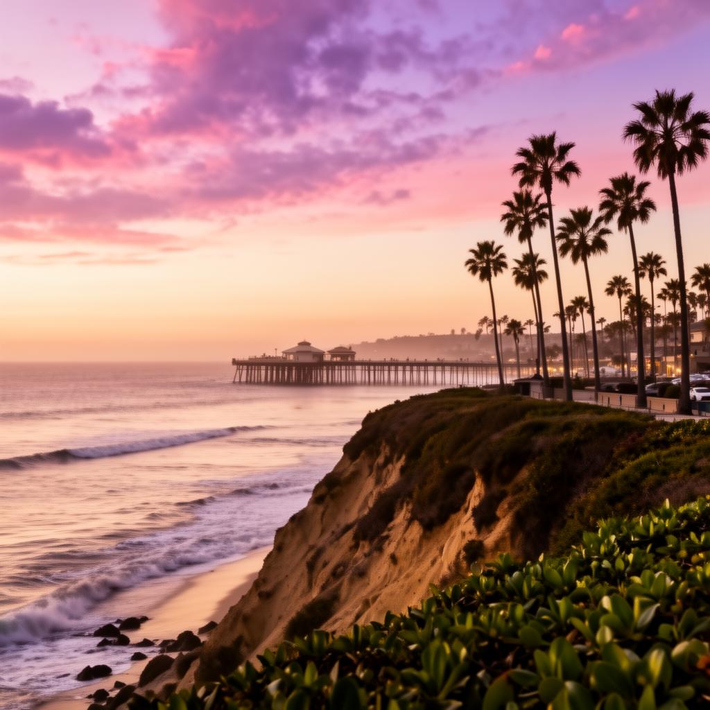 San Clemente coastline at sunset